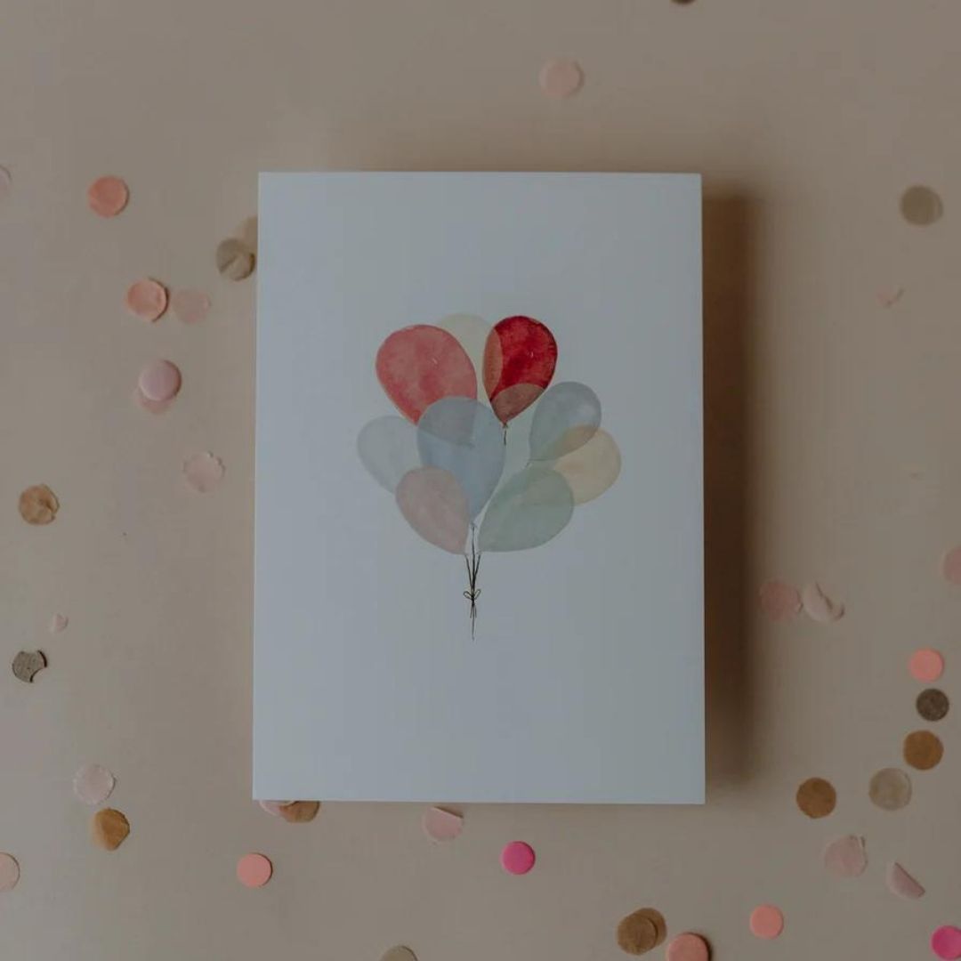 Eulenschnitt Aquarellkarte - Ballons