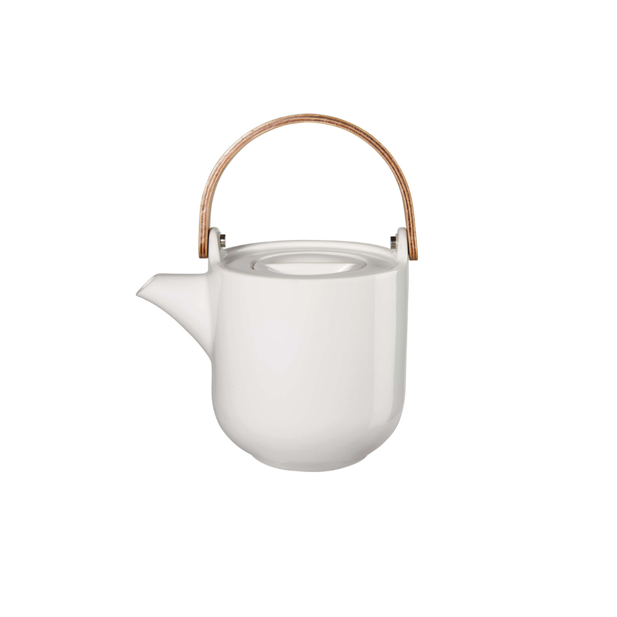 ASA Teekanne Coppa Weiss mit Holzgriff