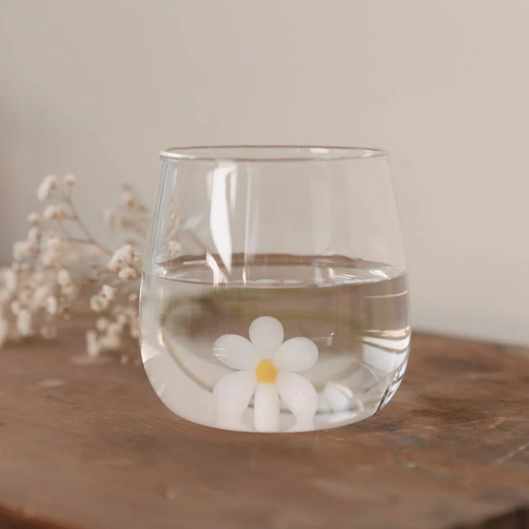 Eulenschnitt - Trinkglas mit Blume Daisy