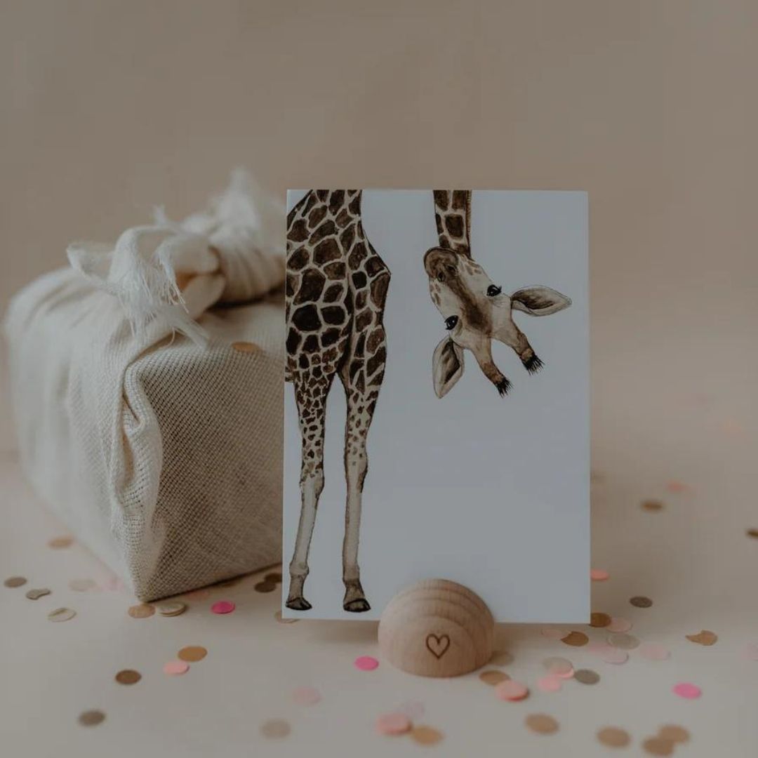 Eulenschnitt Aquarellkarte - Giraffe